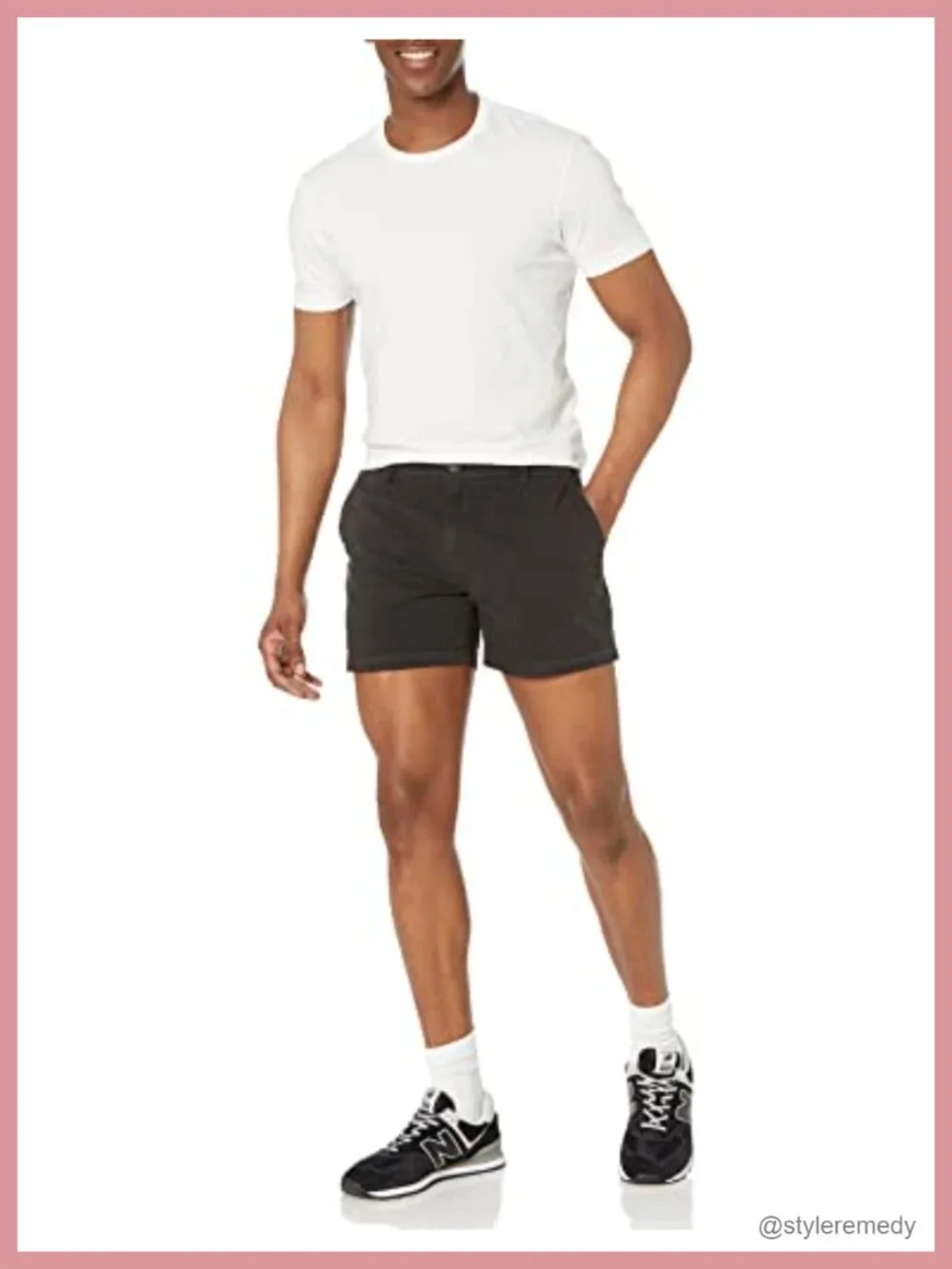 Men's Slim-Fit Stretch Cotton Canvas Flat Front Shorts 5-Inch Inseam
